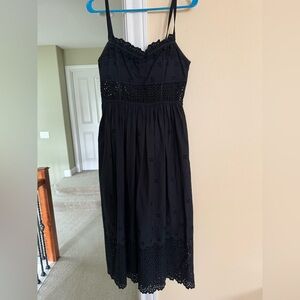 Ulla Johnson Black Eyelet Dress with Scalloped Trim